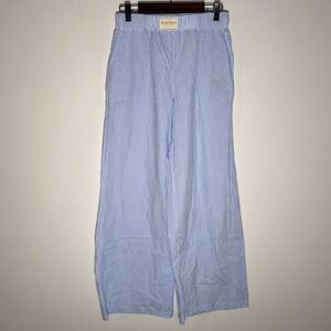 Studio Seven Lila Lounge Pants Blue Stripe Size Medium 26x29 Wide Leg